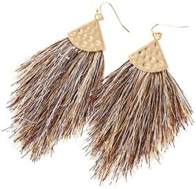 img 3 attached to 💃 Chic Bohemian Thread Fringe Statement Earrings: Stylish Jewelry for Girls