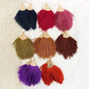 img 2 attached to 💃 Chic Bohemian Thread Fringe Statement Earrings: Stylish Jewelry for Girls