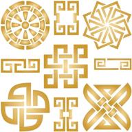 taoist symbols stencil - chinese asian style 🀄 stencil for mix media layering and painting templates (4.5x4.5 inch) logo