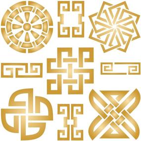 img 4 attached to Taoist Symbols Stencil - Chinese Asian Style 🀄 Stencil for Mix Media Layering and Painting Templates (4.5x4.5 inch)