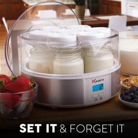 img 3 attached to 🥛 Efficient Euro Cuisine Yogurt Maker - YMX650: Automatic Digital Machine with Set Temperature, 7-6 oz. Reusable Glass Jars, Rotary Date Setting Lids for Instant Storage