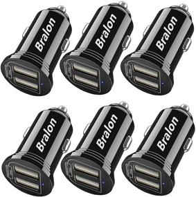 img 4 attached to USB Car Charger (Pack of 6) by Bralon - Smart Dual Port 24W/4.8A Output Flush-Compatible with iPhone 11 Pro (Max), Xs (Max), Xr, X, 8, 7, iPad Pro/Mini, Galaxy Note S10, S9, S8, S7, and More