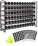 🌶️ swommoly spice rack organizer set: 72 empty square spice jars, 340 labels, chalk marker, and funnel included for countertop, cabinet, or wall mount logo