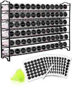 img 4 attached to 🌶️ SWOMMOLY Spice Rack Organizer Set: 72 Empty Square Spice Jars, 340 Labels, Chalk Marker, and Funnel Included for Countertop, Cabinet, or Wall Mount