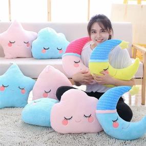 img 1 attached to 🌙 Star Moon Cloud Plush Toy Cushion Pillow - Bedside Sofa Sleeping Pillow, 40cm - Ideal Gift