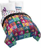 official fortnite product: jay franco fortnite llama warhol 5 piece full bed set with reversible comforter & sheet set - super soft fade resistant microfiber bedding logo