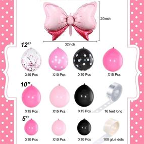 img 3 attached to 🐭 Mouse Balloon Garland Arch Kit - Includes Pink Bow Foil Balloons, Pink Rose Red Black Dot Latex Balloons, Balloon Strip, and Glue Points - Ideal for Mouse Theme Party, Baby Shower, Birthday, Wedding Decor