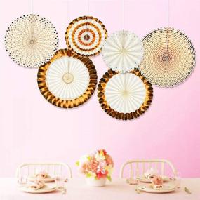 img 1 attached to Teal Gold Party Decorations: Stunning Polka Dot Paper Fans for Bridal Showers, Weddings, and Birthdays