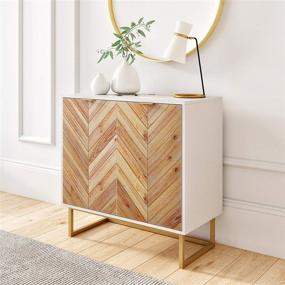 img 4 attached to 📦 Nathan James Enloe Modern Storage Cabinet: Stylish Free-Standing Accent for Hallway, Entryway, or Living Room with Rustic Fir Wood Finish and White/Gold Powder-Coated Metal Base