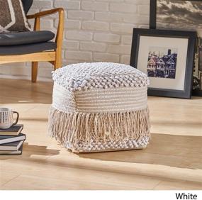 img 2 attached to Alfie Boho Cotton Pouf White Home Decor and Poufs