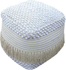 img 4 attached to Alfie Boho Cotton Pouf White Home Decor and Poufs