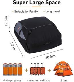 img 1 attached to 🚗 Adakiit 20 Cubic Feet Waterproof Car Roof Bag Cargo Carrier, 1000D Rooftop Cargo Carrier + 8 Reinforced Straps - Suitable for All Vehicles with or without a Rack