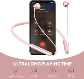 img 3 attached to 🎧 Wireless Neckband Headphones, Bluetooth 5.0 Lightweight Stereo Earbuds with Magnetic, Top Wireless Sports Sweatproof Headset with Mic Compatible with iPhone for Running Sports (Pink)