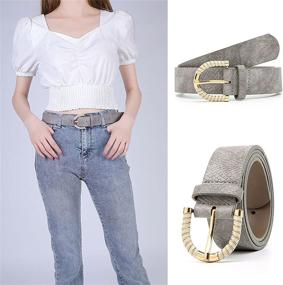 img 3 attached to 🐍 Snake Covered D-ring Buckle Belt for Women's Jeans Pants by IFENDEI - Genuine Leather Belt