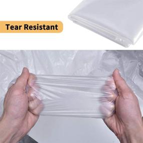 img 3 attached to 🎨 2 Pack, 9 x 12 ft, Tear Resistant Painters Plastic Drop Cloth, 1 mil Clear Plastic Sheeting for Painting, Cleaning, Decorating, Outdoor Painting Tarp – Leakproof, Dustproof and Project Protection