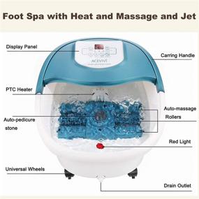 img 2 attached to 🏡 Home Foot Spa Massager with Heat, Bubble Jets, 6 Motorized Massage Rollers, LED Display, Pumice Stone, and Infrared Heater - Blue White