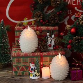 img 1 attached to 🕯️ Eldnacele LED Pine Cone Candles: Remote Timer, Battery Operated & Flameless - 2 Pack White Pinecone Candles for Christmas Home Party Decoration