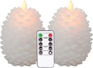 🕯️ eldnacele led pine cone candles: remote timer, battery operated & flameless - 2 pack white pinecone candles for christmas home party decoration логотип