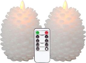 img 4 attached to 🕯️ Eldnacele LED Pine Cone Candles: Remote Timer, Battery Operated & Flameless - 2 Pack White Pinecone Candles for Christmas Home Party Decoration