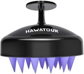 img 4 attached to 🖤 HAWATOUR Black Hair Scalp Massager Shampoo Brush with Soft Silicone Bristles