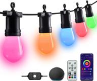 halussoer outdoor string lights: 48ft rgbw smart string lights with remote & app control, 🌈 color changing patio lights with alexa compatibility - 15 dimmable bulbs, ip65 waterproof for backyard gazebo party логотип