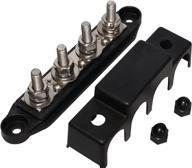 5/16-inch 4-stud power distribution block - black busbar with cover - made in the usa logo