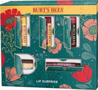 🎁 burt's bees holiday gift set: 5 lip care stocking stuffers - overnight intensive lip treatment, rose tinted lip balm, fig lip shimmer, pomegranate lip balm, beeswax lip balm logo