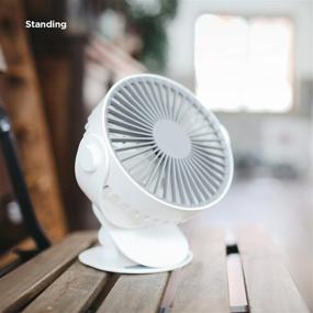 img 2 attached to 🔋 Mooas Clipper Fan – Rechargeable Mini Clip Fan, 7-inch Clip-on Design, 3-Level Wind Speed, Battery Operated, 360° Rotation, Timer Mode, Desk Fan, Portable & Rechargeable, Ideal for Stroller (White)