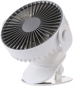 img 4 attached to 🔋 Mooas Clipper Fan – Rechargeable Mini Clip Fan, 7-inch Clip-on Design, 3-Level Wind Speed, Battery Operated, 360° Rotation, Timer Mode, Desk Fan, Portable & Rechargeable, Ideal for Stroller (White)