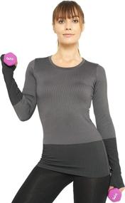img 2 attached to 🏃 Women's Dry Fit Long Sleeve Compression Thermal Workout Tops with Thumbholes - Ideal for Running and Exercise