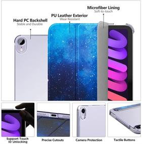 img 1 attached to MoKo Case for iPad Mini 6th Generation 2021 - Slim Lightweight Hard Clear 🔹 Back Shell Stand Cover with Translucent Frosted Back Protector, Auto Wake/Sleep, Blue Sky Star Design