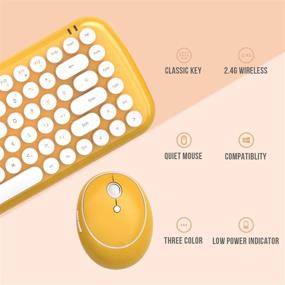 img 3 attached to 2.4GHz Wireless Keyboard and Mouse Combo with Retro Typewriter Round Key, Kawaii Size Set for PC, Desktop, Laptop, Notebook – Lovely Orange Design