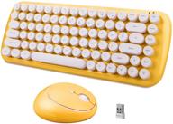 2.4ghz wireless keyboard and mouse combo with retro typewriter round key, kawaii size set for pc, desktop, laptop, notebook – lovely orange design logo