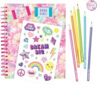 🎨 three cheers for girls - pastel tie dye sketching set - 200 page spiral sketchbook, colored pencils, & sticker sheet logo