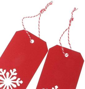 img 2 attached to 🎁 100 Pcs Kraft Paper Price Tags Labels: Christmas Gift Tags with String - Red Snowflake Hanging Tag for Craft Favor Gifts