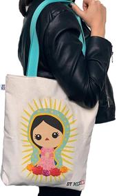 img 1 attached to 👜 La Virgen Mexican Design Canvas Totebag: Stylish Travel Shoulder Bag with Snap Closure, Made in Mexico