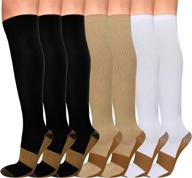 🧦 elloevn copper compression socks: superior comfort for nurses, athletes, and travelers - 7 pairs, 15-20mmhg, knee high fit логотип