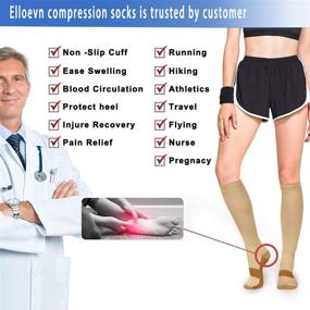 img 2 attached to 🧦 Elloevn Copper Compression Socks: Superior Comfort for Nurses, Athletes, and Travelers - 7 Pairs, 15-20mmHg, Knee High Fit