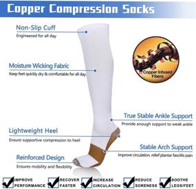 img 3 attached to 🧦 Elloevn Copper Compression Socks: Superior Comfort for Nurses, Athletes, and Travelers - 7 Pairs, 15-20mmHg, Knee High Fit