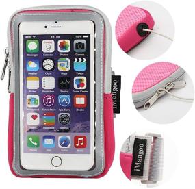 img 3 attached to Pink iPhone 8 Plus/iPhone 6S Plus Sports Armband with Touchscreen Sleeve, Key Holder, Card Slot and 📱 Wallet Case - iMangoo Running Armband Pouch for Gym and Wrist Bag Compatible with Apple iPhone 6 Plus/7 Plus