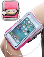 pink iphone 8 plus/iphone 6s plus sports armband with touchscreen sleeve, key holder, card slot and 📱 wallet case - imangoo running armband pouch for gym and wrist bag compatible with apple iphone 6 plus/7 plus logo