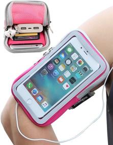 img 4 attached to Pink iPhone 8 Plus/iPhone 6S Plus Sports Armband with Touchscreen Sleeve, Key Holder, Card Slot and 📱 Wallet Case - iMangoo Running Armband Pouch for Gym and Wrist Bag Compatible with Apple iPhone 6 Plus/7 Plus