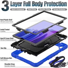 img 1 attached to 📱 SEYMAC Samsung Galaxy Tab A7 10.4 Case 2020 - 360° Rotatable Stand Cover for Galaxy Tab A7 (SM-T500/T505/T507) - Shockproof Case with Pen Holder, Screen Protector, Hand Strap - Black/Blue