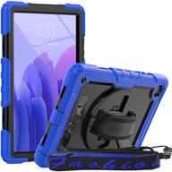 📱 seymac samsung galaxy tab a7 10.4 case 2020 - 360° rotatable stand cover for galaxy tab a7 (sm-t500/t505/t507) - shockproof case with pen holder, screen protector, hand strap - black/blue logo