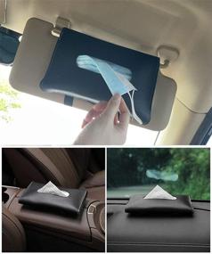 img 3 attached to 🚗 Car Tissue Holder: Stylish Sun Visor Napkin Holder with Pu Leather Tissues Box - Universal Auto Storage Cases (Black)