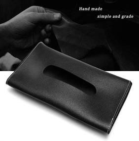 img 2 attached to 🚗 Car Tissue Holder: Stylish Sun Visor Napkin Holder with Pu Leather Tissues Box - Universal Auto Storage Cases (Black)