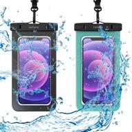 📱 2-pack bitrhyme waterproof phone case - ipx8 universal dry bag for beach, swimming, kayaking - underwater waterproof pouch for phones up to 7 inches (black/mint) logo