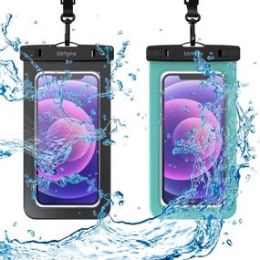 img 4 attached to 📱 2-Pack Bitrhyme Waterproof Phone Case - IPX8 Universal Dry Bag for Beach, Swimming, Kayaking - Underwater Waterproof Pouch for Phones up to 7 Inches (Black/Mint)