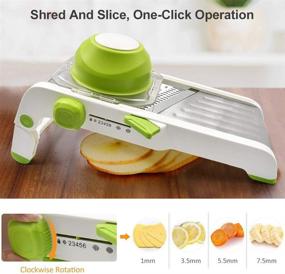 img 2 attached to 🥬 Karidge Adjustable Mandoline Slicer - Versatile Stainless Steel Vegetable Slicer with Waffle Fry Cutter Blade - Green