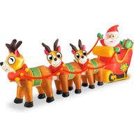 🎅 christmas inflatable santa claus on sleigh with three reindeers by rocinha - 9.8 ft outdoor christmas blow up yard decorations, outdoor inflatable christmas sleigh for festive holiday décor logo